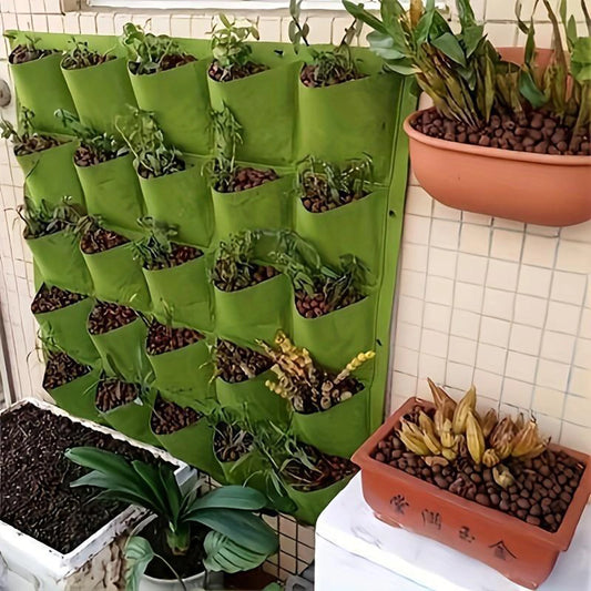 Verticale Plantenzak met 9 of 18 Vakken – Vilten Hangende Kweekzak voor Bloemen, Kruiden & Groenten | Non-Woven Muurplantentas