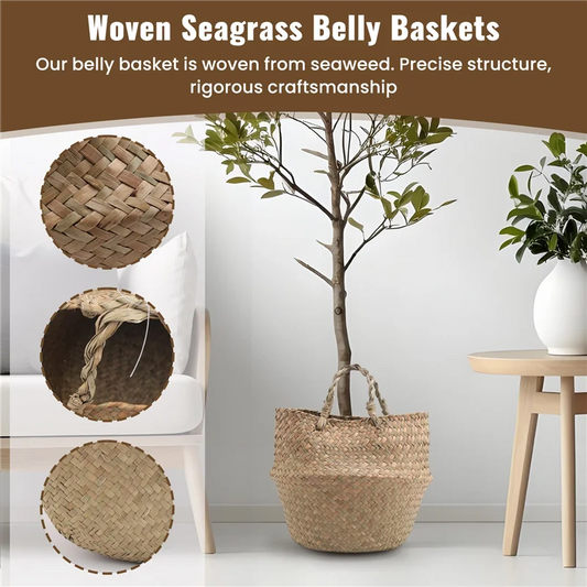 Gevlochten Seagrass Plantmand met Binnenzak – Decoratie & Opbergmand