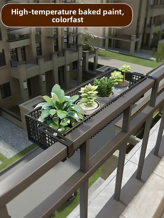 Metalen Hangende Plantenstandaard voor Balkon – Sterke IJzeren Plantenhouder voor Vetplanten en Bloempotten – Decoratieve Bloembak voor Raam of Balkonreling