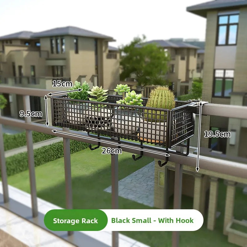 Metalen Hangende Plantenstandaard voor Balkon β Sterke IJzeren Plantenhouder voor Vetplanten en Bloempotten β Decoratieve Bloembak voor Raam of Balkonreling