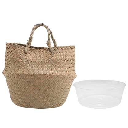 Gevlochten Seagrass Plantmand met Binnenzak – Decoratie & Opbergmand