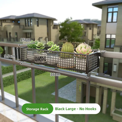 Metalen Hangende Plantenstandaard voor Balkon – Sterke IJzeren Plantenhouder voor Vetplanten en Bloempotten – Decoratieve Bloembak voor Raam of Balkonreling