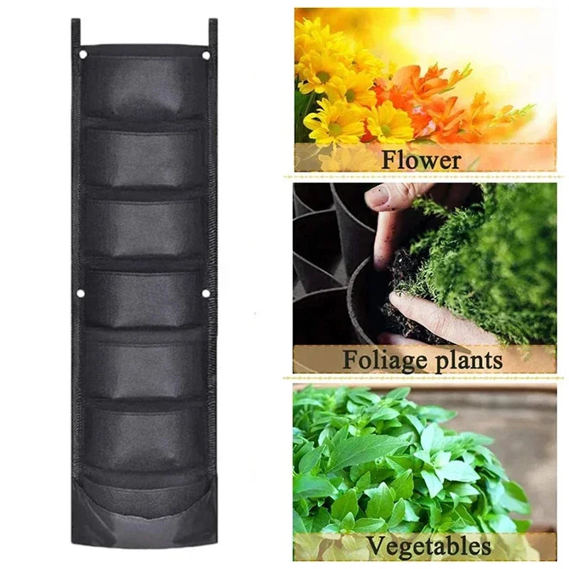 Hangende Plantenzak voor Balkon & Buitenmuur – Vilten Kweekzak met Vakken voor Groenten, Bloemen & Kruiden | Verticale Tuin