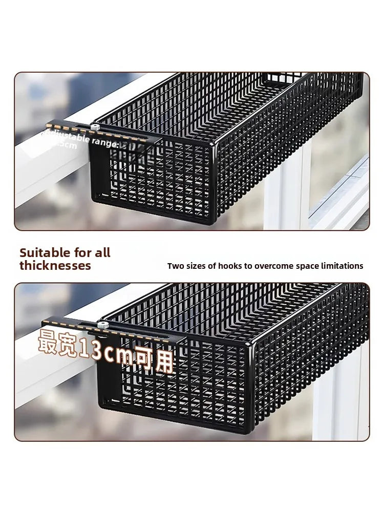 Metalen Hangende Plantenstandaard voor Balkon – Sterke IJzeren Plantenhouder voor Vetplanten en Bloempotten – Decoratieve Bloembak voor Raam of Balkonreling