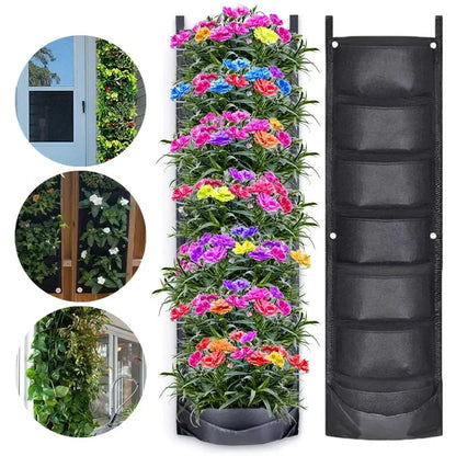 Hangende Plantenzak voor Balkon & Buitenmuur – Vilten Kweekzak met Vakken voor Groenten, Bloemen & Kruiden | Verticale Tuin