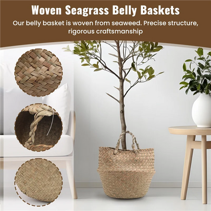 Gevlochten Seagrass Plantmand met Binnenzak – Decoratie & Opbergmand