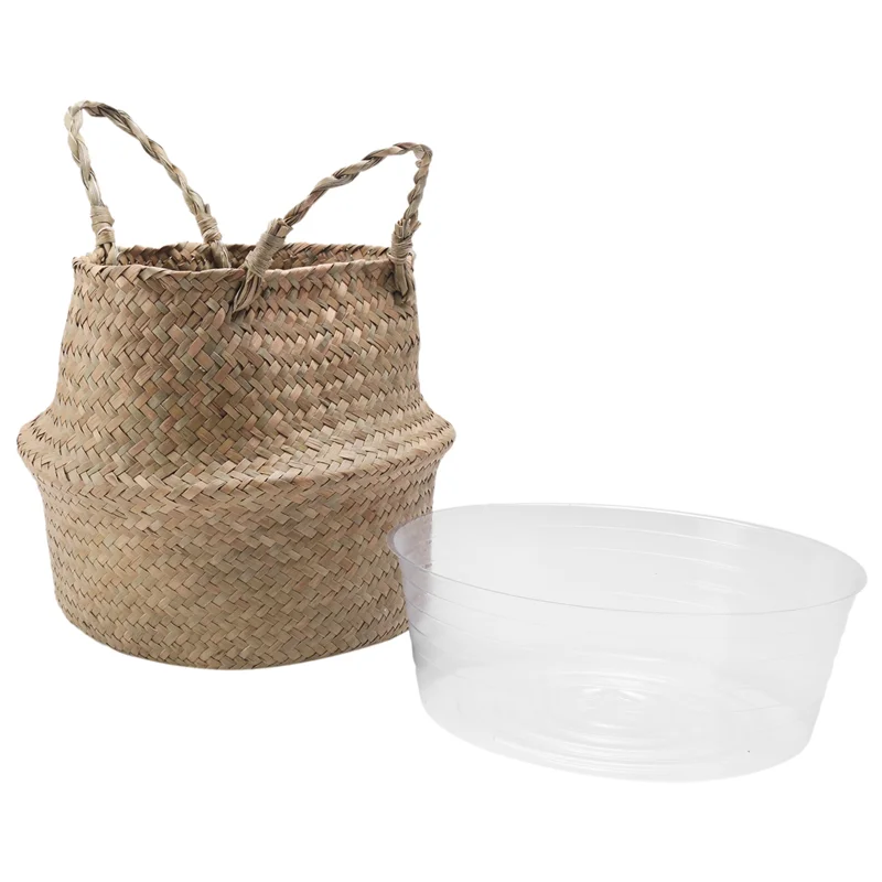 Gevlochten Seagrass Plantmand met Binnenzak – Decoratie & Opbergmand