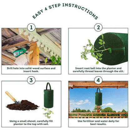 Multifunctionele Hangende Kweekzak van Vilt – Omgekeerde Grow Bag voor Tomaten, Aardbeien, Groenten & Bloemen | Verticale Plantenzak voor Tuin & Balkon