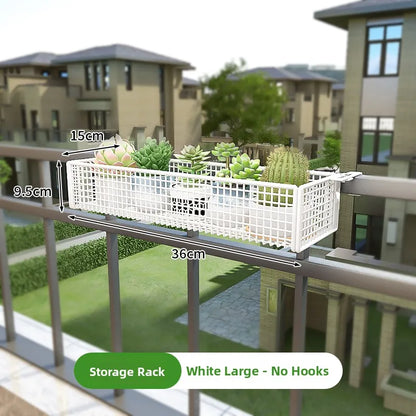 Metalen Hangende Plantenstandaard voor Balkon – Sterke IJzeren Plantenhouder voor Vetplanten en Bloempotten – Decoratieve Bloembak voor Raam of Balkonreling