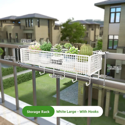 Metalen Hangende Plantenstandaard voor Balkon – Sterke IJzeren Plantenhouder voor Vetplanten en Bloempotten – Decoratieve Bloembak voor Raam of Balkonreling