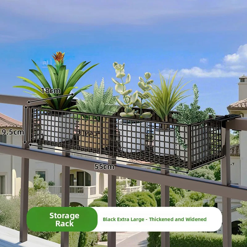 Metalen Hangende Plantenstandaard voor Balkon – Sterke IJzeren Plantenhouder voor Vetplanten en Bloempotten – Decoratieve Bloembak voor Raam of Balkonreling