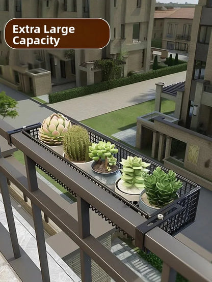 Metalen Hangende Plantenstandaard voor Balkon – Sterke IJzeren Plantenhouder voor Vetplanten en Bloempotten – Decoratieve Bloembak voor Raam of Balkonreling