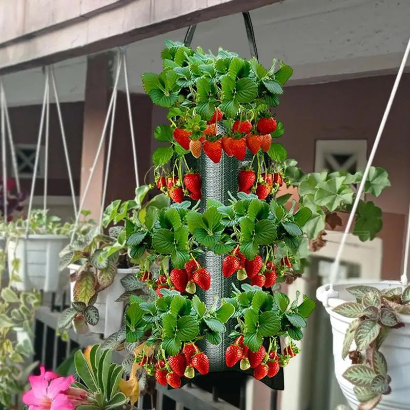 Hangende Aardbeien Plantenzak – Multifunctionele Kweekzak voor Groenten, Bloemen & Kruiden | Verticale Grow Bag voor Balkon & Tuin