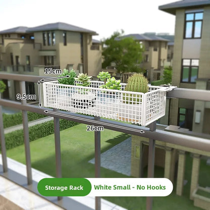 Metalen Hangende Plantenstandaard voor Balkon – Sterke IJzeren Plantenhouder voor Vetplanten en Bloempotten – Decoratieve Bloembak voor Raam of Balkonreling