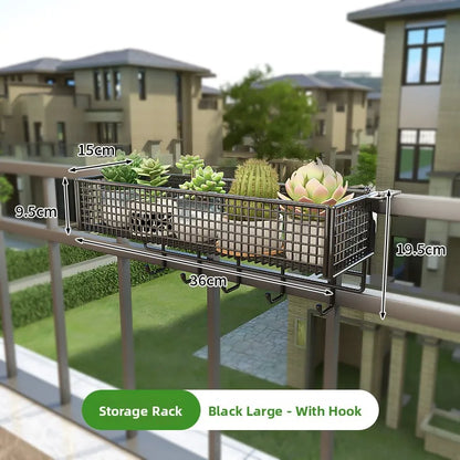 Metalen Hangende Plantenstandaard voor Balkon – Sterke IJzeren Plantenhouder voor Vetplanten en Bloempotten – Decoratieve Bloembak voor Raam of Balkonreling