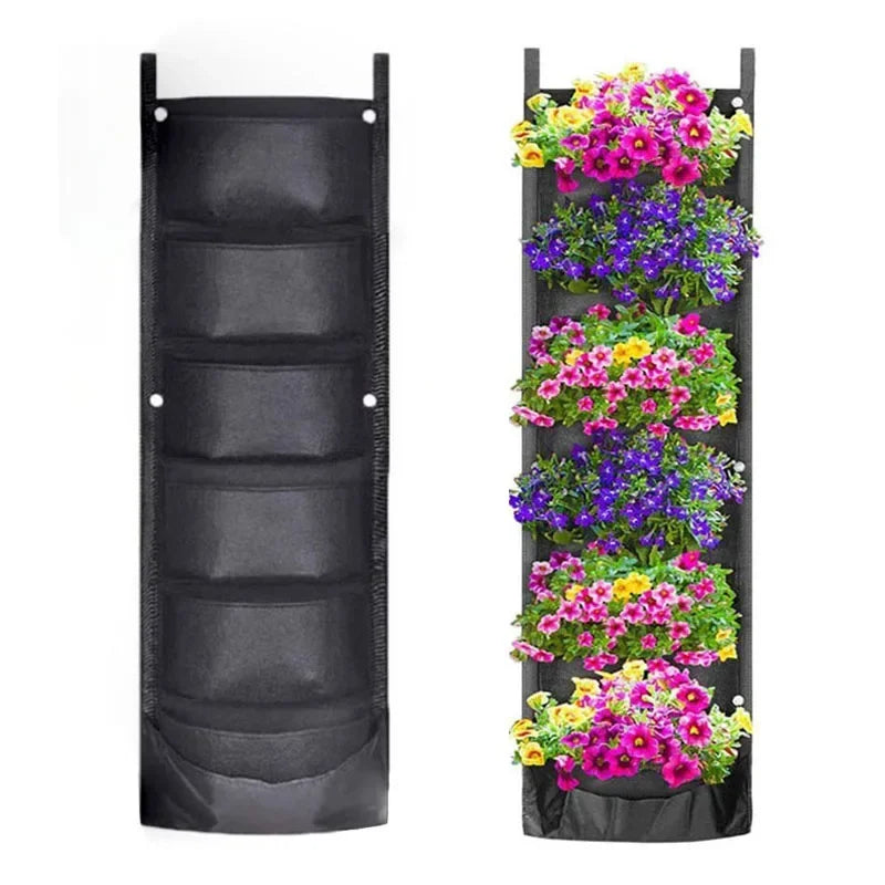Hangende Plantenzak voor Balkon & Buitenmuur – Vilten Kweekzak met Vakken voor Groenten, Bloemen & Kruiden | Verticale Tuin