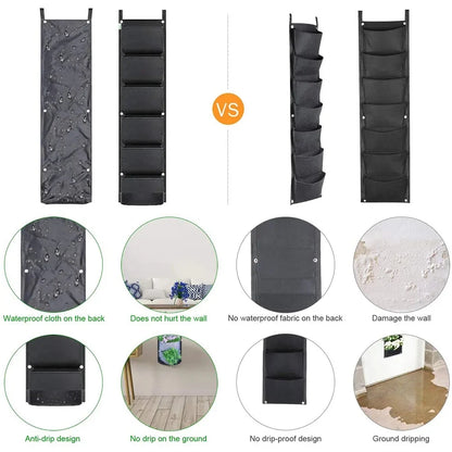 Hangende Verticale Plantenzak met 6 Vakken – Vilten Kweekzak voor Bloemen, Kruiden & Groenten | Muurplantentas voor Binnen & Buiten