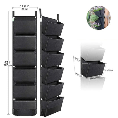 Hangende Verticale Plantenzak met 6 Vakken – Vilten Kweekzak voor Bloemen, Kruiden & Groenten | Muurplantentas voor Binnen & Buiten