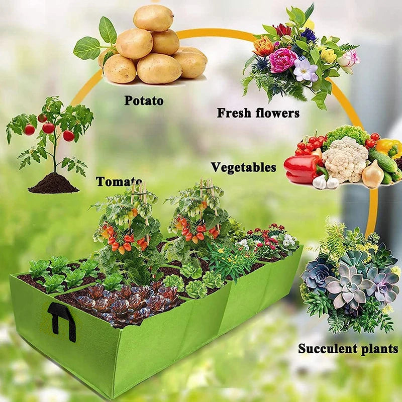 Rechthoekige Stoffen Kweekbak – Ademende Verhoogde Plantenzak van 40/50/60 cm | Tuinbed voor Groenten, Bloemen & Planten
