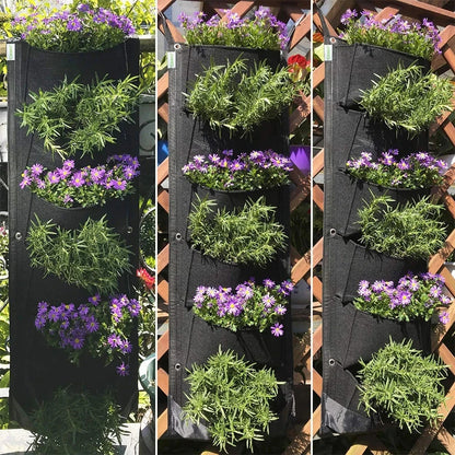 Hangende Verticale Plantenzak met 6 Vakken – Vilten Kweekzak voor Bloemen, Kruiden & Groenten | Muurplantentas voor Binnen & Buiten