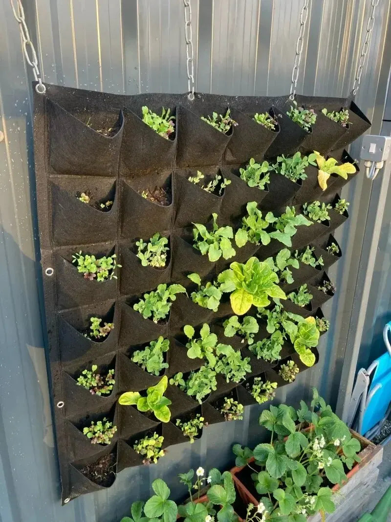 Hangende Muur Plantenzak met Vakken – Verticale Kweekzak voor Bloemen, Kruiden & Vetplanten | Decoratieve Plantentas voor Thuis & Tuin