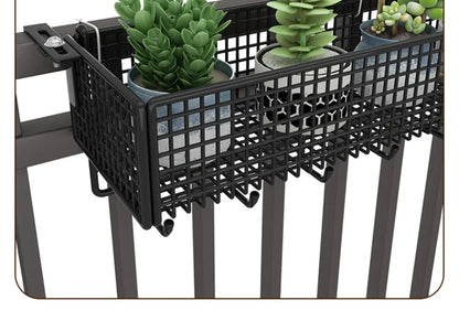 Metalen Hangende Plantenstandaard voor Balkon – Sterke IJzeren Plantenhouder voor Vetplanten en Bloempotten – Decoratieve Bloembak voor Raam of Balkonreling