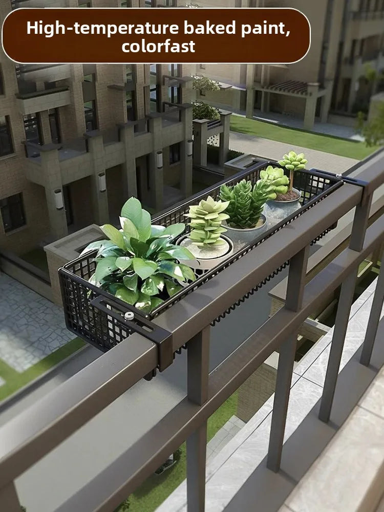 Metalen Hangende Plantenstandaard voor Balkon – Sterke IJzeren Plantenhouder voor Vetplanten en Bloempotten – Decoratieve Bloembak voor Raam of Balkonreling