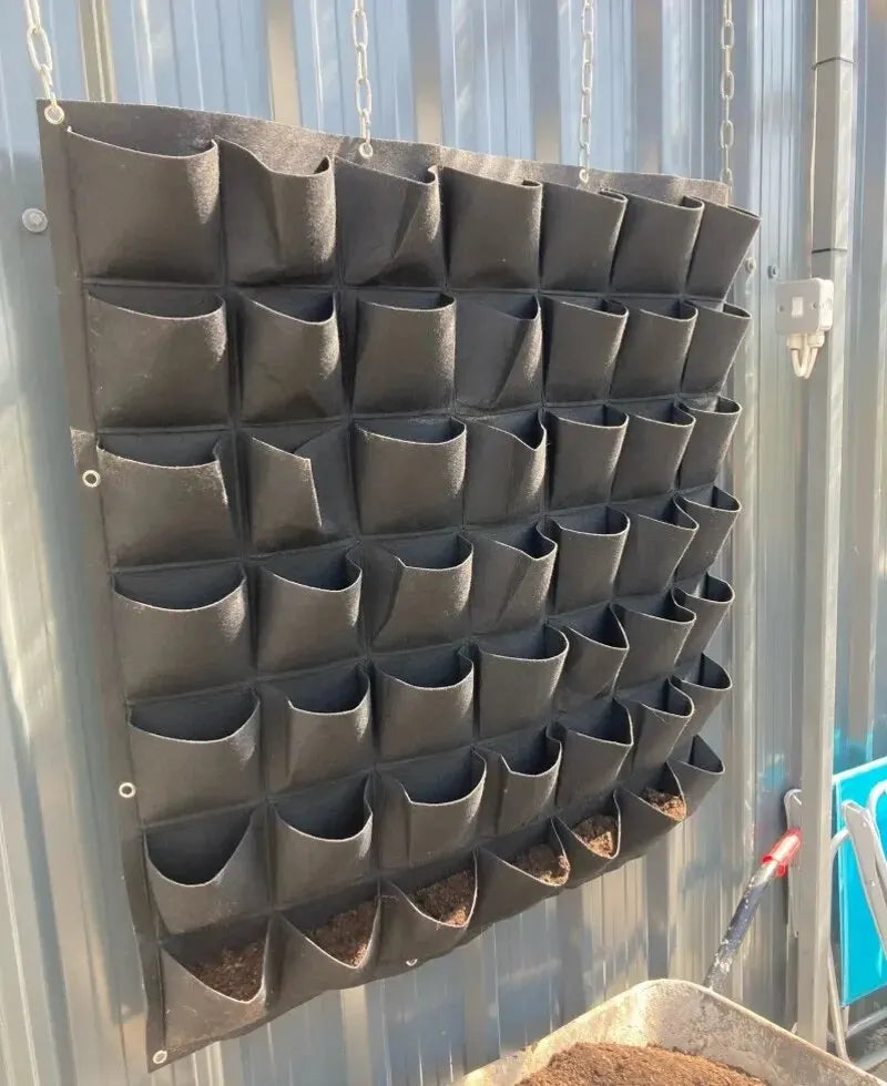 Hangende Muur Plantenzak met Vakken – Verticale Kweekzak voor Bloemen, Kruiden & Vetplanten | Decoratieve Plantentas voor Thuis & Tuin