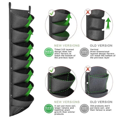 Hangende Plantenzak voor Balkon & Buitenmuur – Vilten Kweekzak met Vakken voor Groenten, Bloemen & Kruiden | Verticale Tuin
